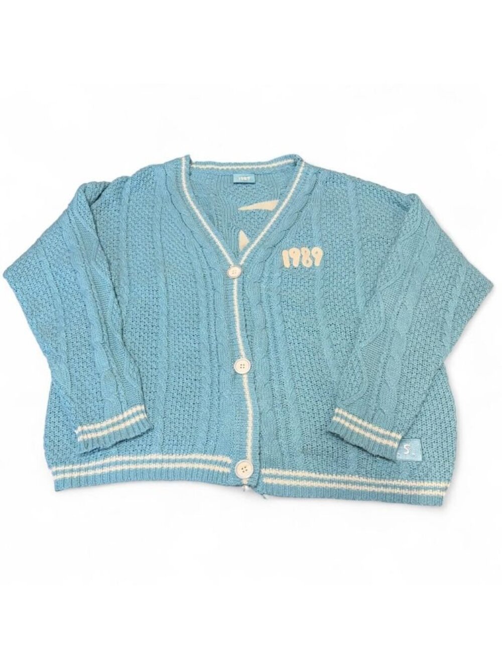 Taylor Swift 1989 Chunky Knit Cardigan Sweater Women's 3XL / 4XL Blue Preppy